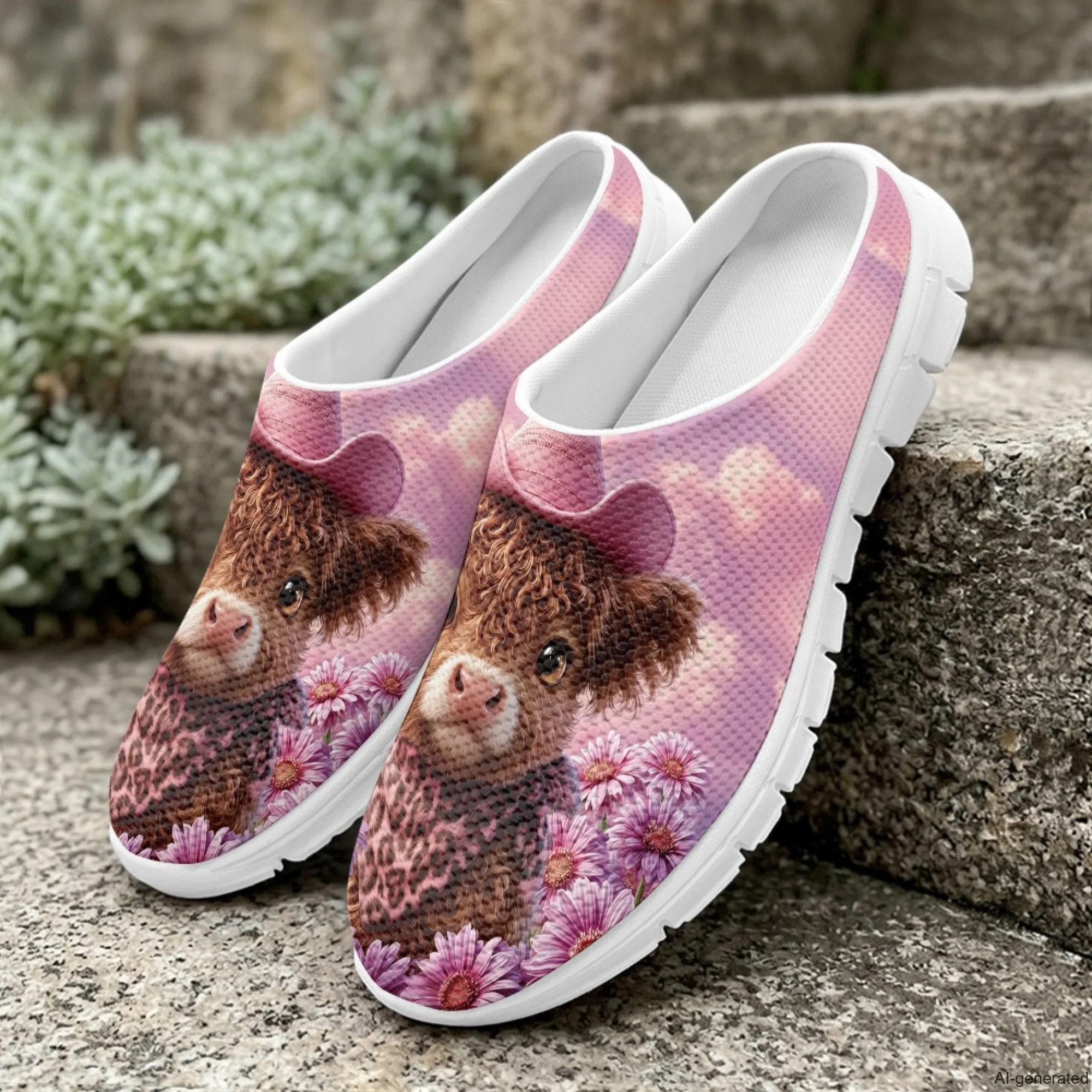 XIXIRIMIDO Women's Slippers Nurse Shoes Women's Sandals Highland Cow Print Sapatos Femininos Elegante Man Shoes Chinelo 35-48