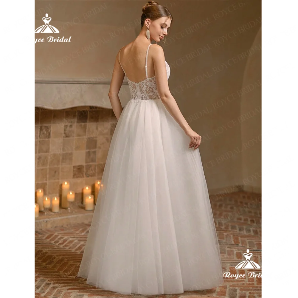 Royce bridal v ncek eine Linie Brautkleid 2025 Spitze Sweep Zug Brautkleid vestido branco noiva civil robes de mariéebridalvestid