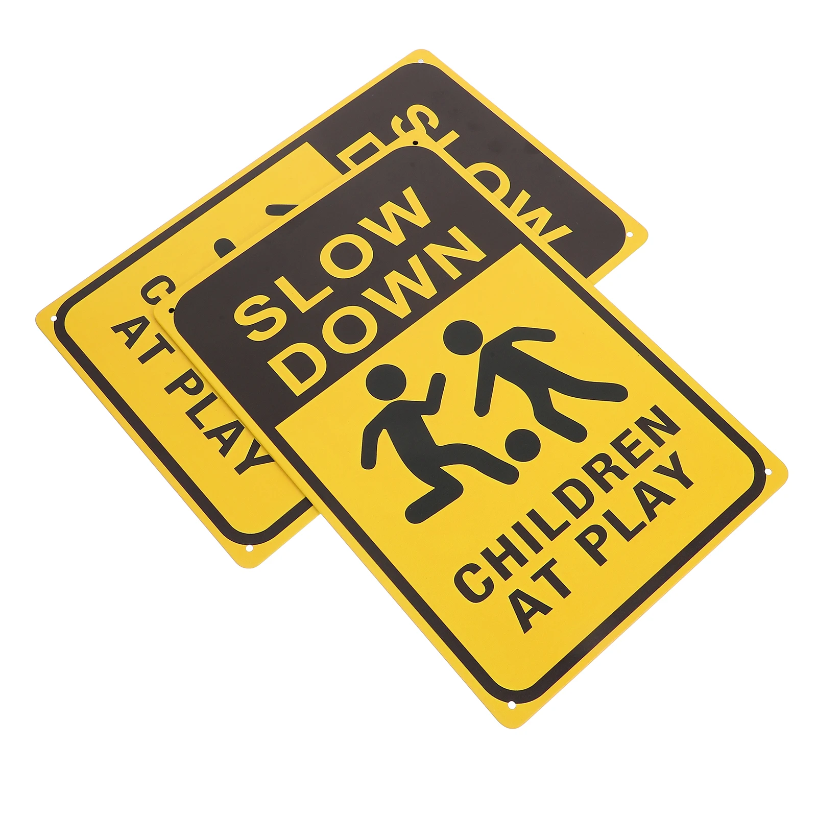 

2pcs Slow Down Children At Play Metal Kids Playing Safety Sign For Street Neighborhood Lawn Yard Garden Traffic Safety Sign