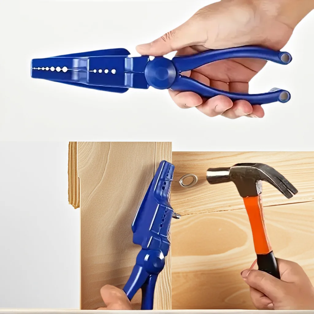 Grampos de unhas com martelo protetor - Alicate de função dupla para ferramentas de fixação de unhas longas/curtas