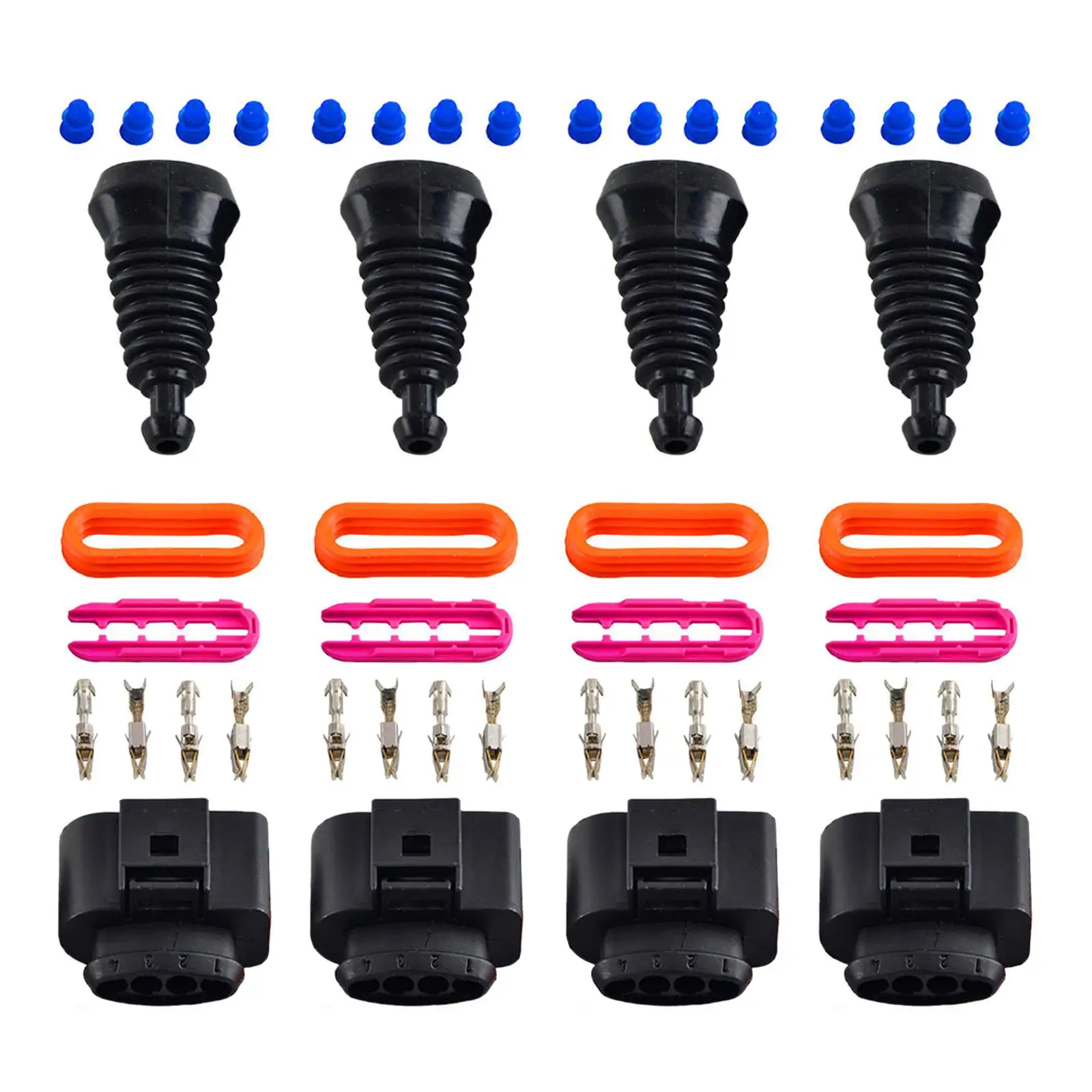 4Pcs Ignition Coil Connector Easy to Install Harness Connector Durable Plug for A4 Accessory 1J0998724 Parts 1J0973724