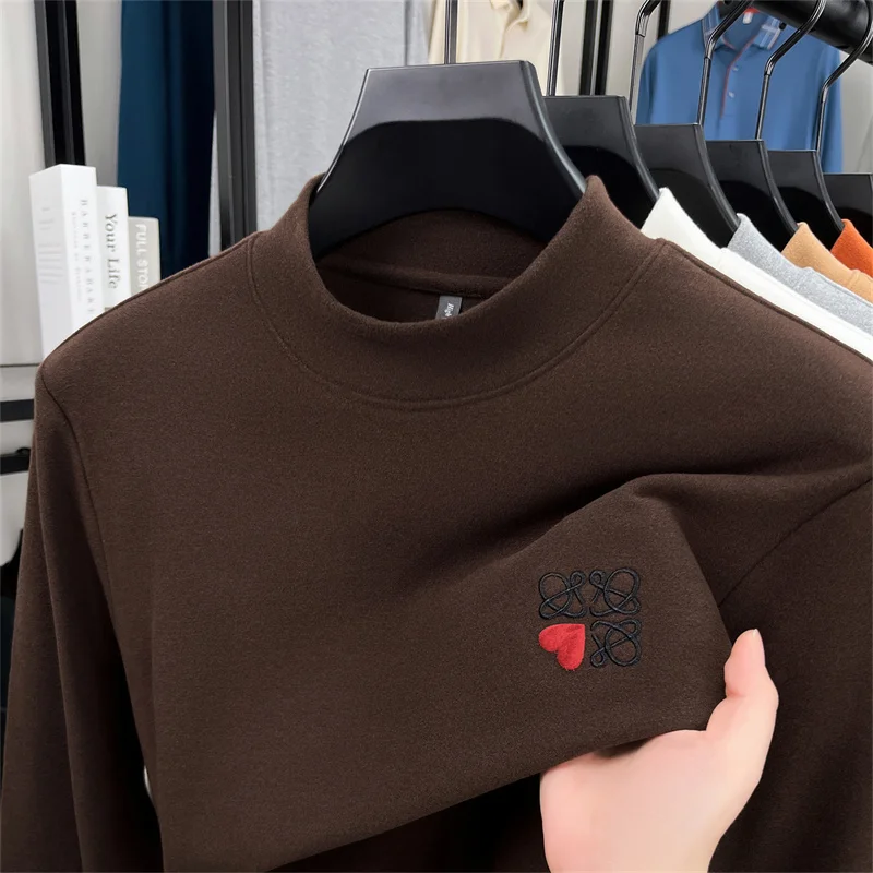 Designer Brand Man Long-Sleeved T-Shirt Mock Neck Exquisite Embroidery Versatile Comfortable Autumn Winter Casual Fashion Tops