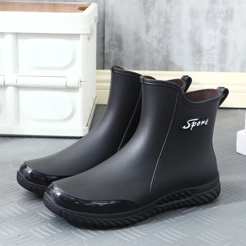 New Men Rain Boots Outdoor Short Tube Sports Shoes Fishing Non-slip Work Garden Rubber Shoes Water Wellies Kitchen Ankle Shoes