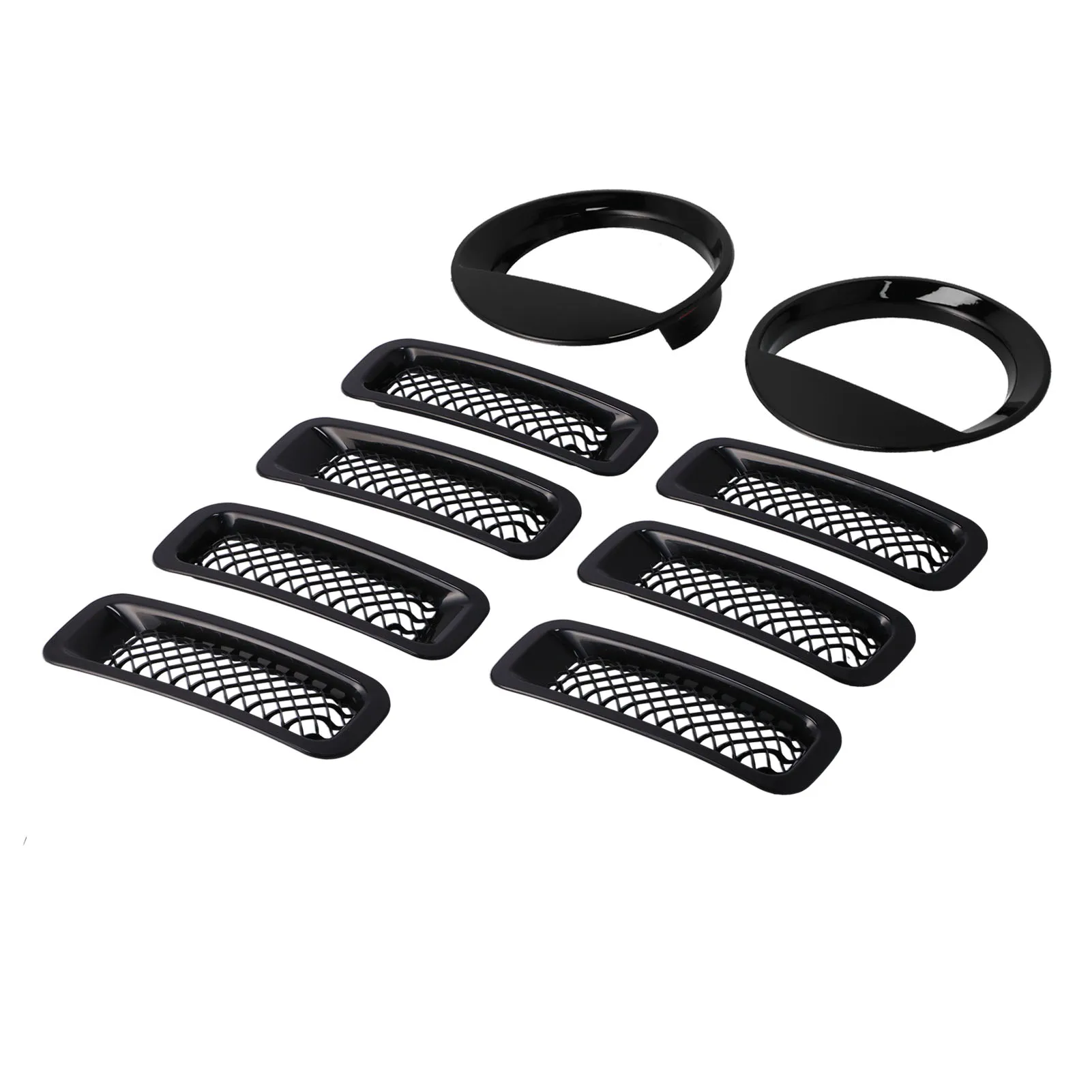 Front Mesh Grille Inserts Headlight Trim Rings Kit Decoration Fit for Jeep Patriot 2011 2012 2013 2014 2015 2016