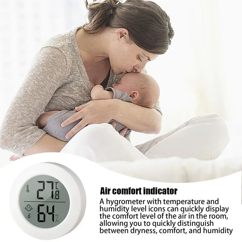 LCD Digital Thermometer Hygrometer Humidity Clock High-precision Indoor Home Bedroom Baby Room Temperature Monitor