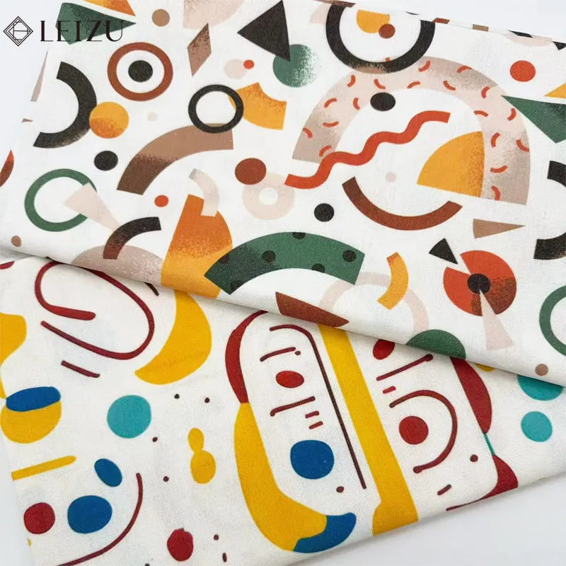 

Geometric Printed Fabric Encrypted Cotton Linen Colorful Cloth for DIY Handmade Clothing,Sofa Cover,Curtain,Tablecloth Sewing