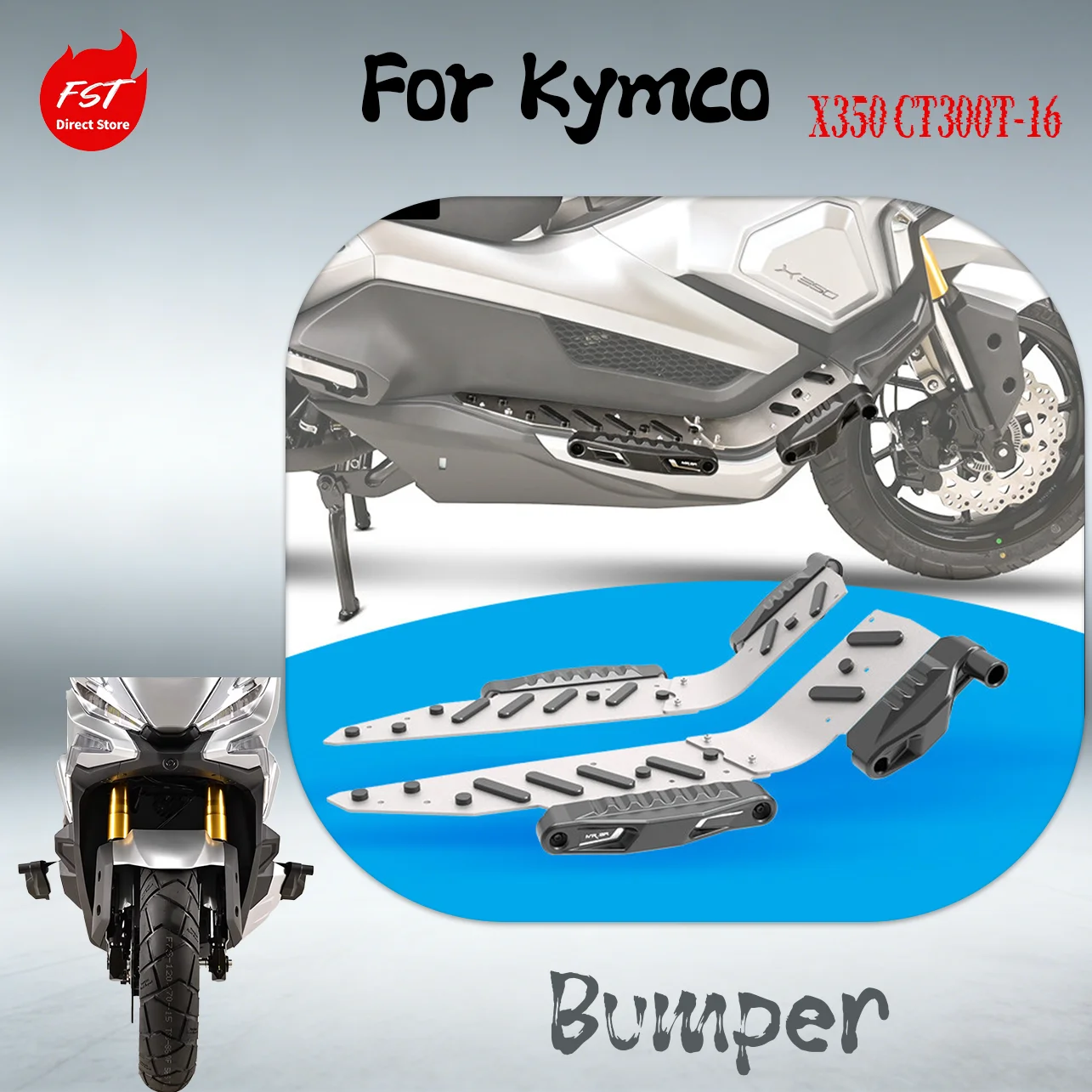 

Защитные дуги (краш-бары) для двигателя Kymco X350 CT300T-16, подножки и слайдеры из нержавеющей стали, полный комплект защитных бамперов