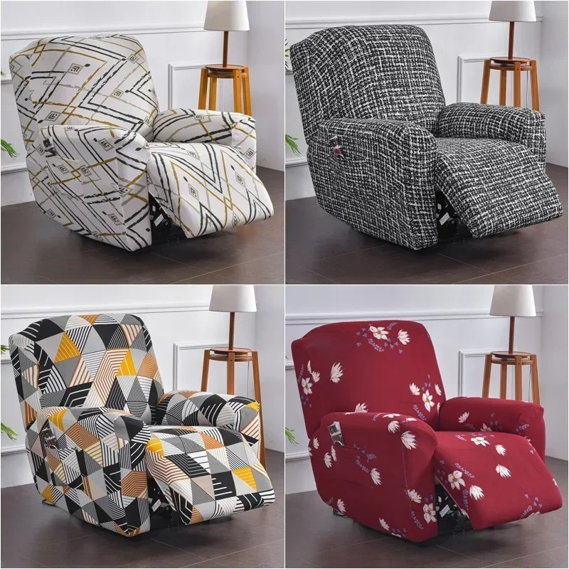 Geometric Recliner Sofa Cover Leopard Print Stretch Spandex Armchair Slipcovers Relax Lazy Boy Chair Covers Furniture Protector