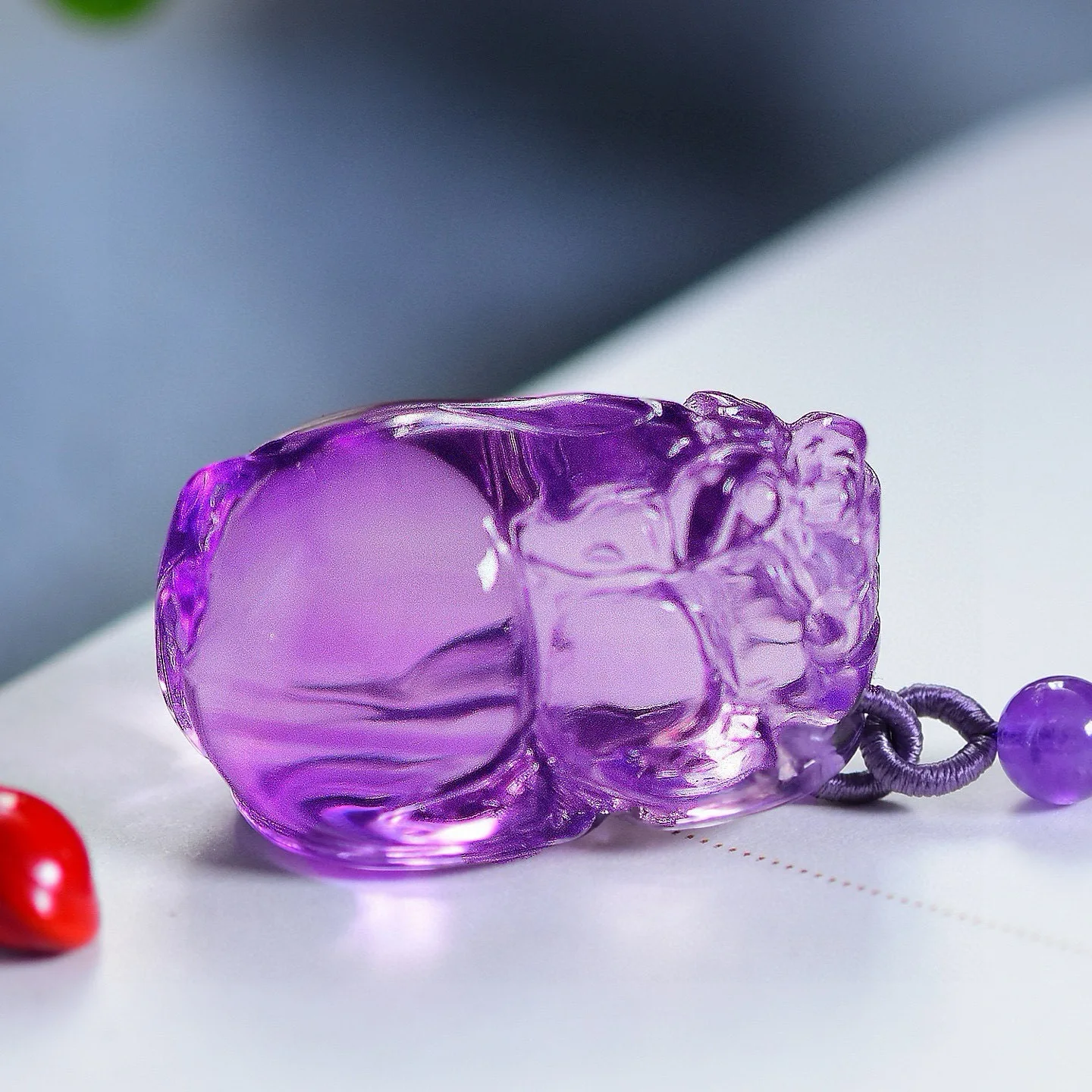 Natural Purple Amethyst Quartz Pendant 32.4*19.2*19.4mm Pi Xiu Clear Amethyst Jewelry Beads Women Men Necklace Brazil AAAAAA view 2