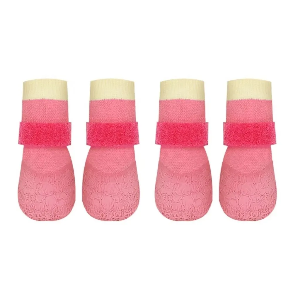 4Pcs/Set Portable Non-slip Dog Shoes Waterproof Anti-dirty Pet Boots Adjustable Breathable Pet Paw Protector Pet Supplies