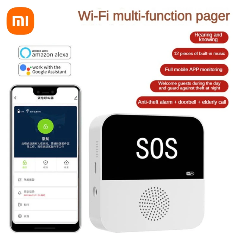 

xiaomi Tuya Smart WiFi Elderly Caregiver Pager SOS Call Button Emergency Medical Alert System for Seniors Patients Elderly Home