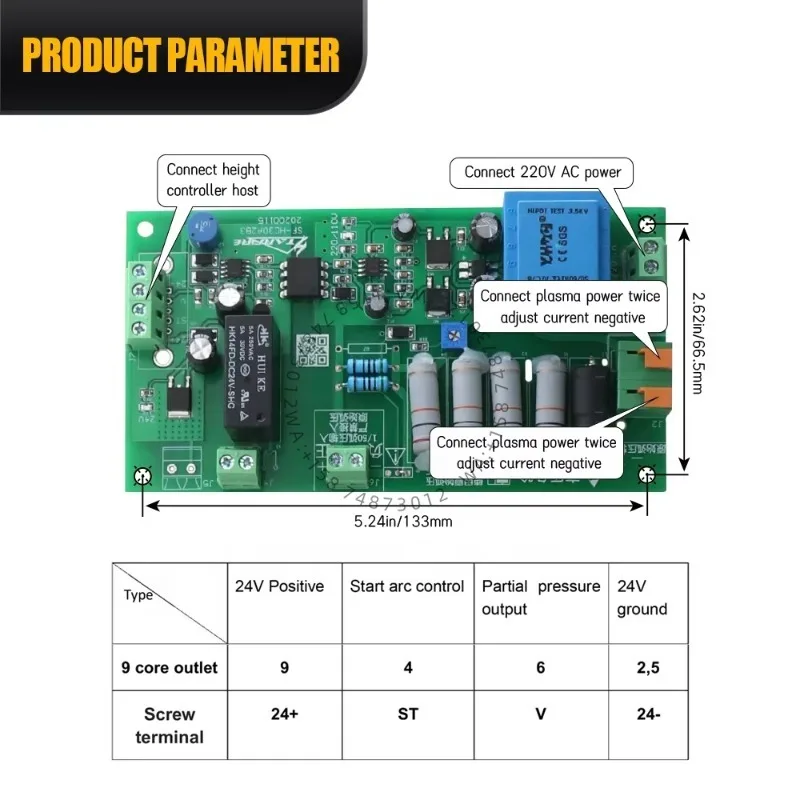

HLTNC CNC Plasma Lift Height Adjuster Set SF-HC25K 6Lift JYKB-100-DC24V-T3 100mm For CNC Cutting Machines