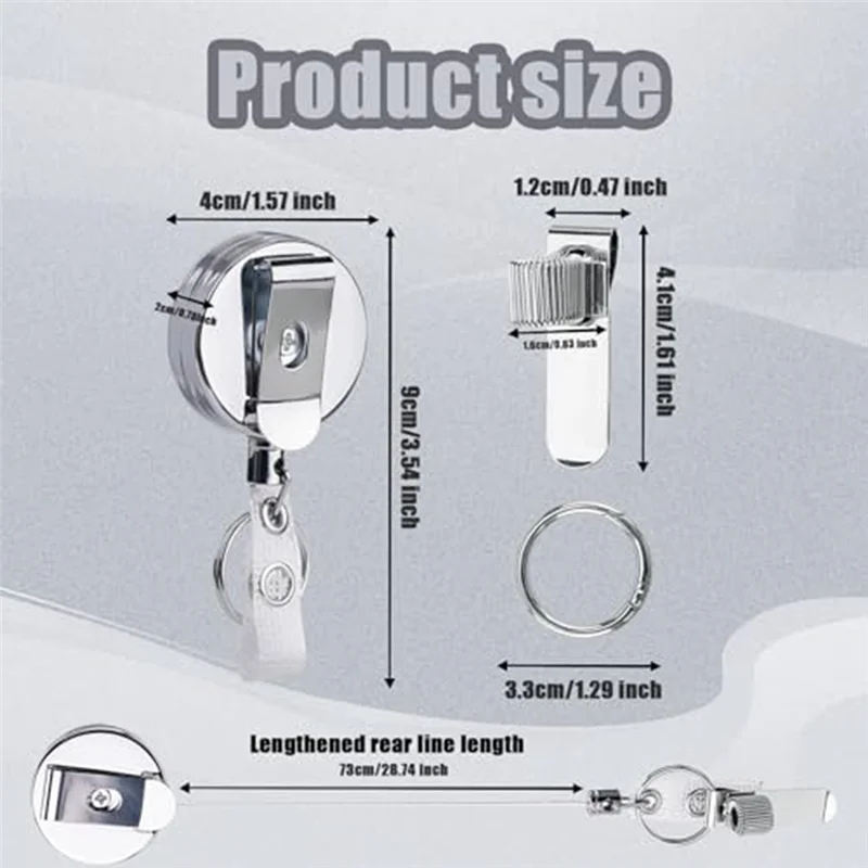 Retractable Pen Holder, Badge Reel Pen Clip Keychain With Belt Clip And Key Ring For Nurses Teachers Waitresses