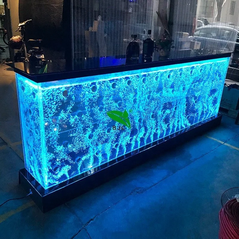 Custom, modern custom made LED acrylic aquarium bar counter design for night club