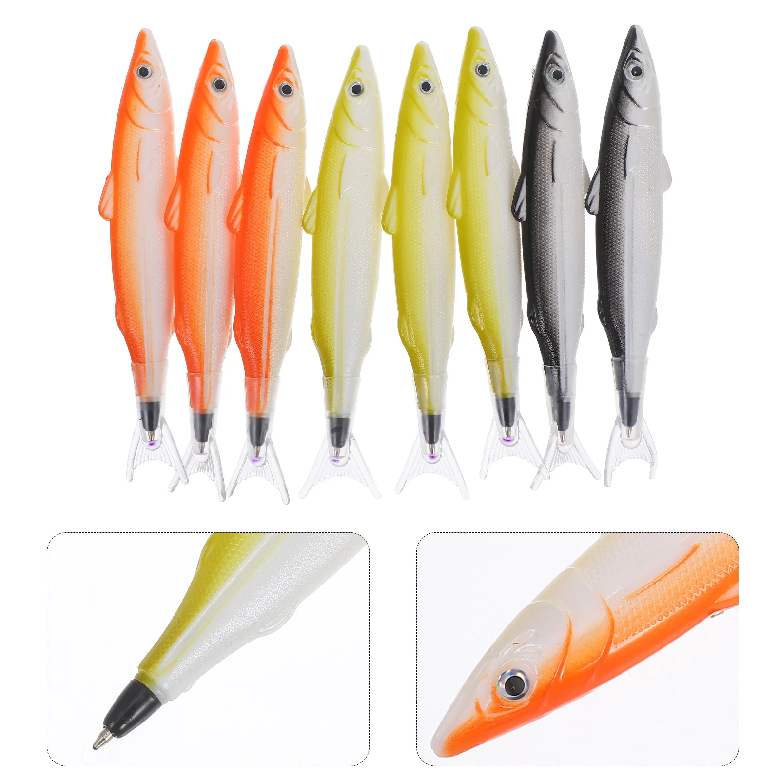 8 Pcs Fish Shaped Ballpoint Pens Cartoon Student Stationery Supplies Writing Cute Creative Design Lasting Plastic Kids