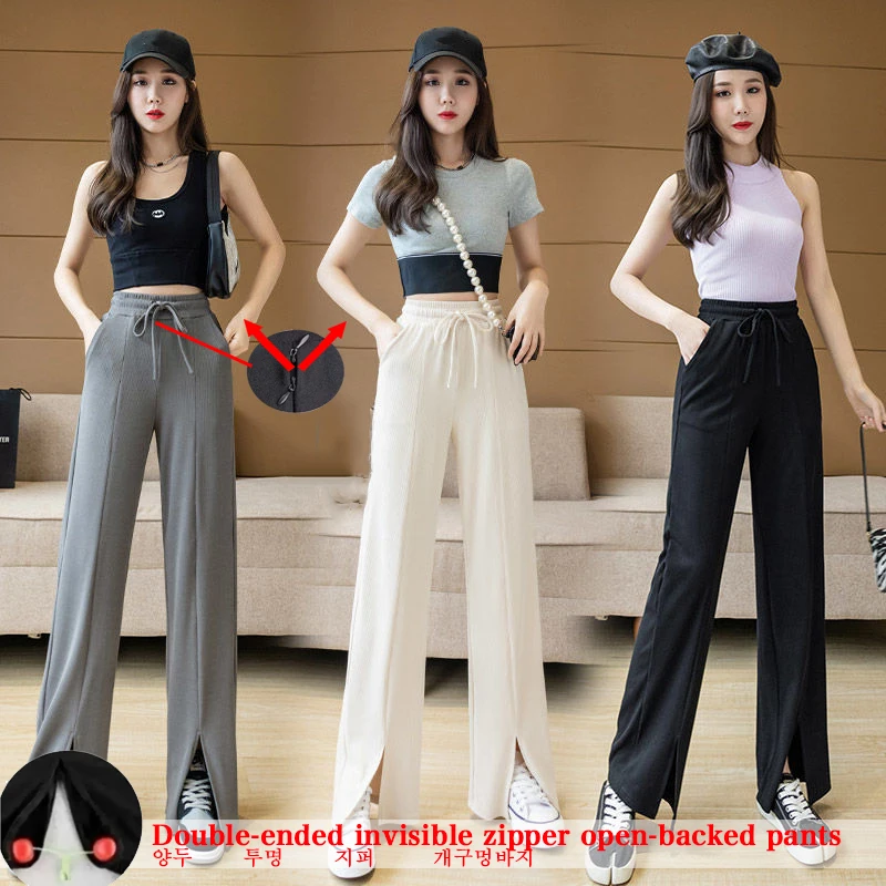 Outdoor Open Crotch Sex Pants, Exotic Hotpants Women Joggers Trousers Peach Hip Leggings Yoga Clothes Couple Casual Streetwear
