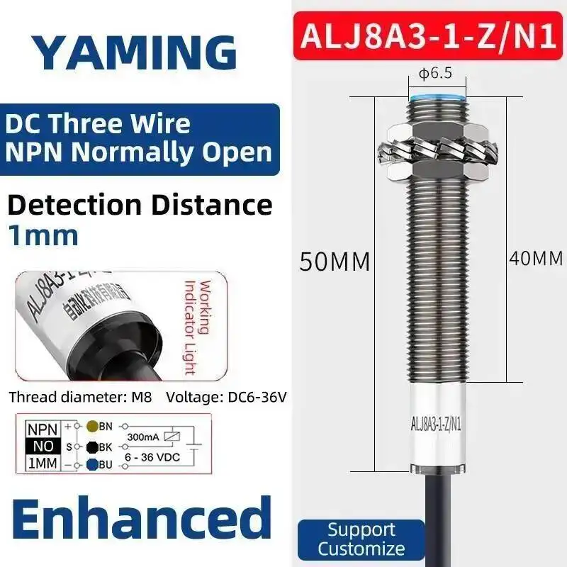Industrial Proximity Switch Normally Open And Closed NO NC DC NPN PNP M8 Sensor Enhanced ALJ8A3-1-Z/A1-A2-D1-P1-N1-N2