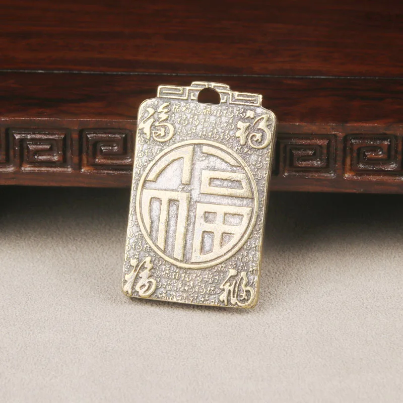 Brass Sakyamuni Buddha Tag Keychain Pendant Vintage Blessing Hanging Charm Handmade Jewelry National Trend Craft Ornament For Me