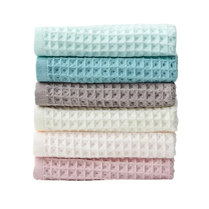 1PC 34*34cm Adults Plaid Soft Cotton Face Towels Hand Towel Face Care Bathroom Tools Solid Color Sport Waffle Hair Towel