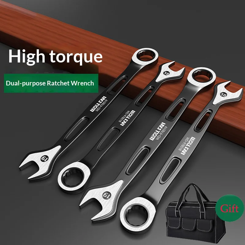 

1 Set Ratcheting Wrench Set,Combination Ended Spanner kits, Chrome Vanadium Steel Hand Tools Socket Key Ratchet Wrench set