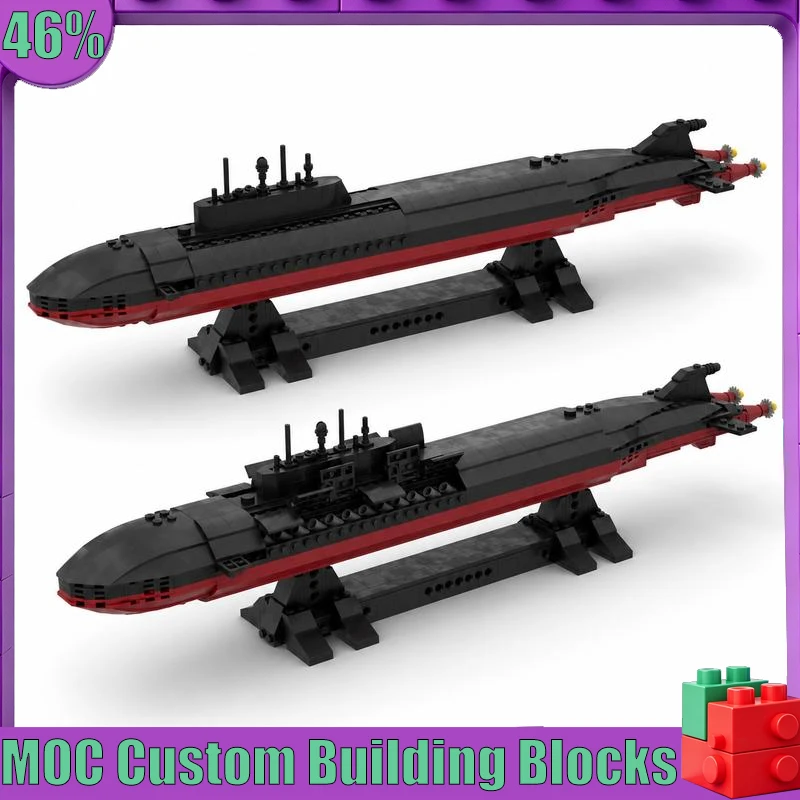 NOUVEAU 798 PIÈCES Grand Modèle de Sous-Marin d'Attaque à Propulsion Nucléaire, Blocs de Construction Personnalisés, Collection de Navires Navals DIY, Cadeaux d'Anniversaire