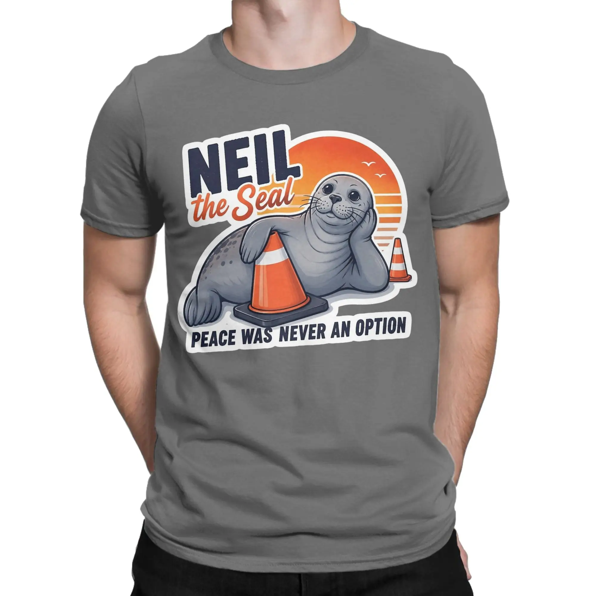 Neil the Seal Peace Was Never an Option T Shirt Men Cotton Vintage T-Shirt Crewneck  Tee Shirt Short Sleeve Clothing New Arrival