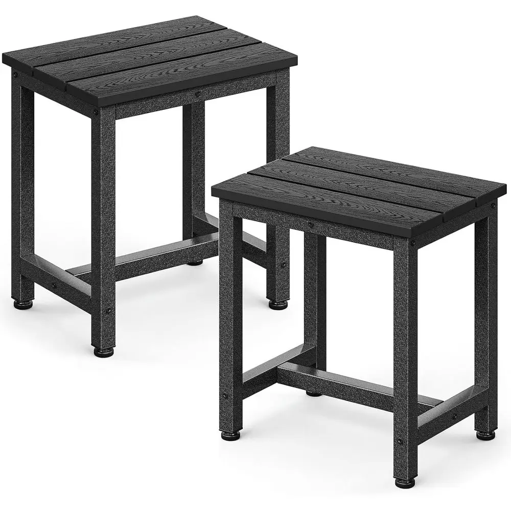 

2-Piece Outdoor Side Table Set, Weatherproof Adirondack Patio End Table for Garden, Balcony, Poolside, Black