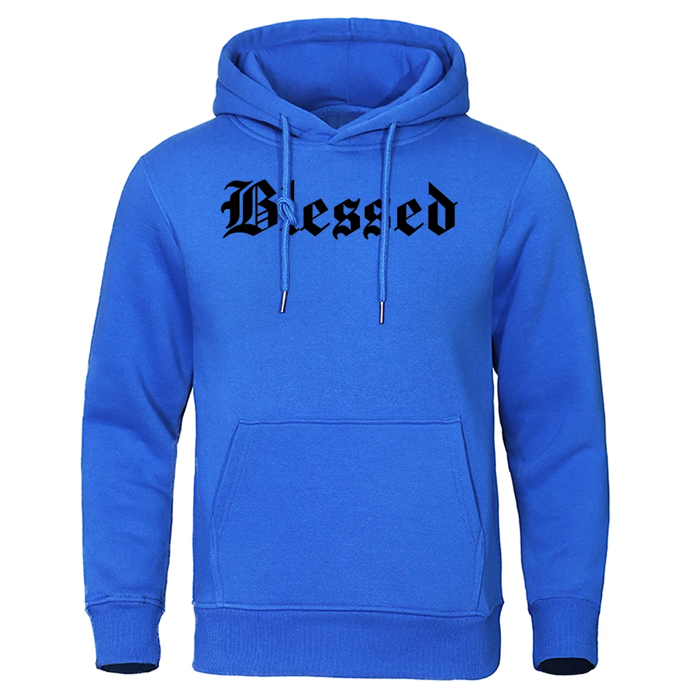 

Blessed Creativity Letter Sweatshirt Mens New Loose Fleece Hoodie Loose Pullover Hoodies Crewneck Pocket Clothes Man 2020 New