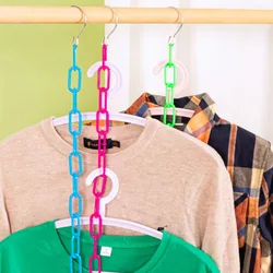 18 Hole Clothes Hangers Hanging Chain Colorful Plastic Clothes Wardrobe Hanging Hanger Space Saving Shirts Tidy Organizer Hanger