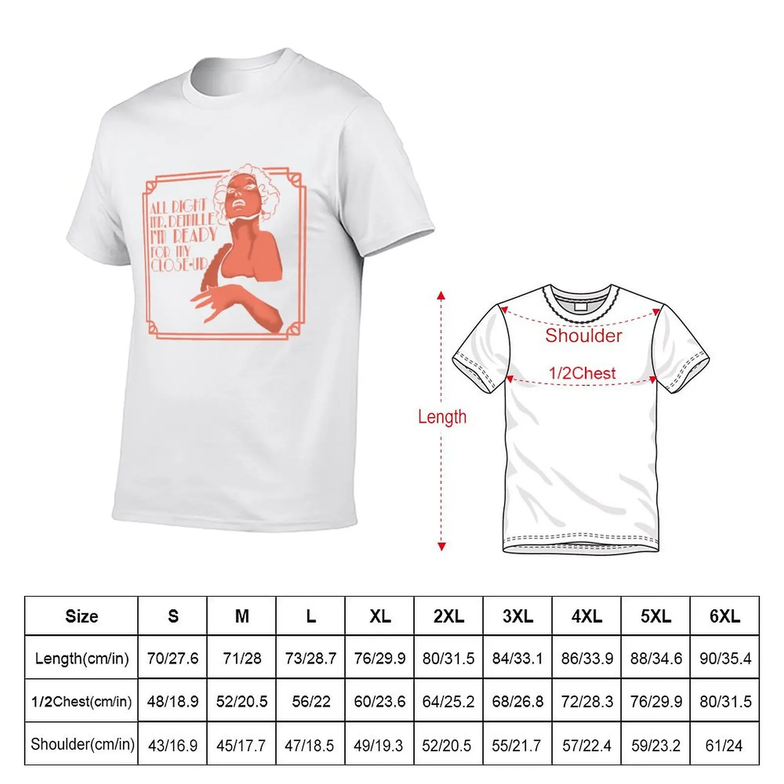Gloria Swanson (Sunset Boulevard) T-Shirt Big Size Crew Neck T-Shirt