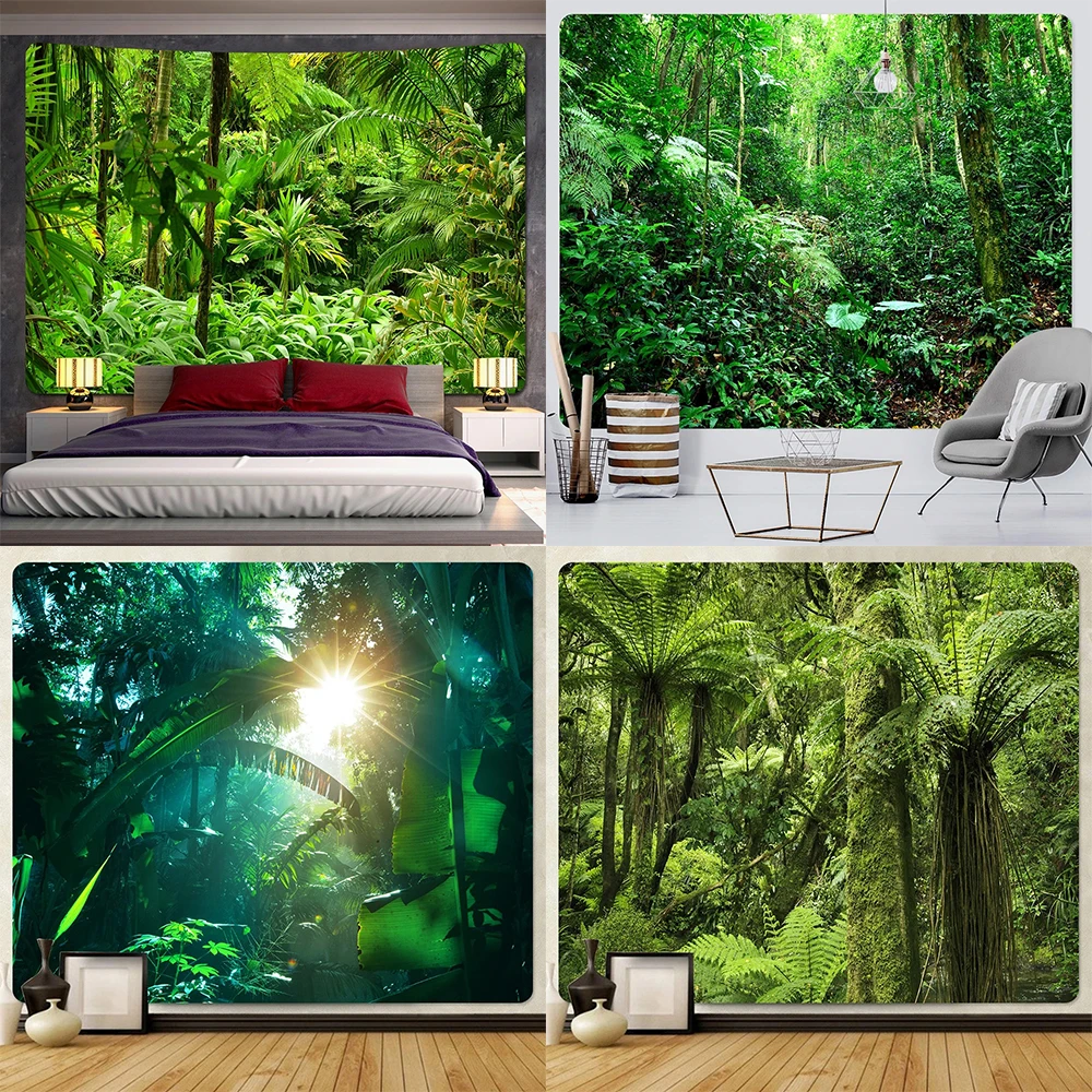 

Tropical rainforest palm leaf home decoration tapestry bohemian wall print hanging cloth room bedroom background cloth
