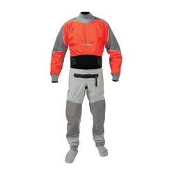 Men's 3-layer waterproof breathable kayak drysuit with neck and wrist latex cuff spacers
