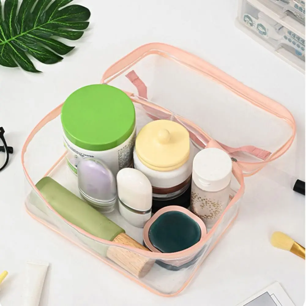 حقيبة مكياج متعددة الوظائف قابلة للتنفس، حقيبة مستحضرات تجميل شفافة كرتونية، حقيبة مستحضرات تجميل مستطيلة، رحلة عمل #4