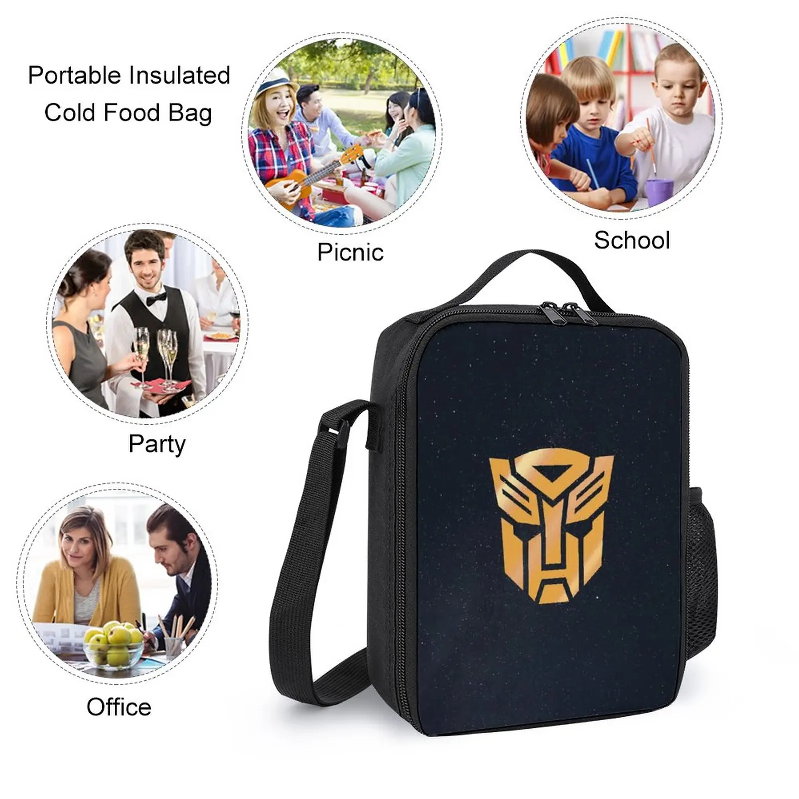 Black Decepticon Soundwave  Wordtee Vintage 28 3 in 1 Set 17 Inch Backpack Lunch Bag Pen Bag Picnics Creative Firm Pencil Case