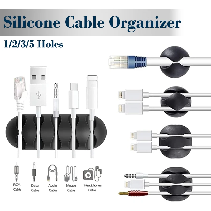 

1~150Pcs Cable Organiser Silicone Cable Management Winder Desktop Tidy Wire Arrangement Clip Holder for Mouse Keyboard Headphone
