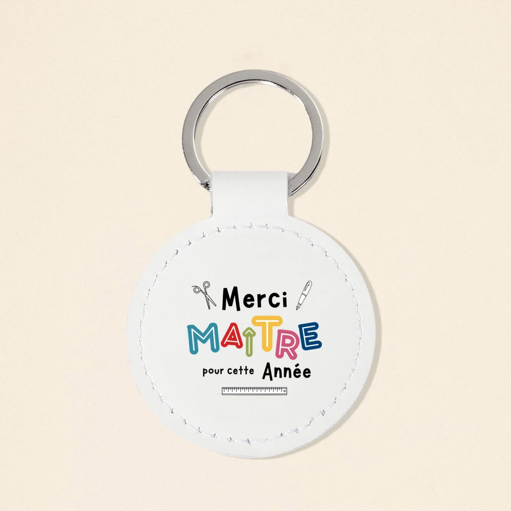 French Printed Key Chains Teacher\'s Day Gift Keychain Leather Keyring Graduation Thanks Gift for Maitresse Maitre Atsem Aesh Avs