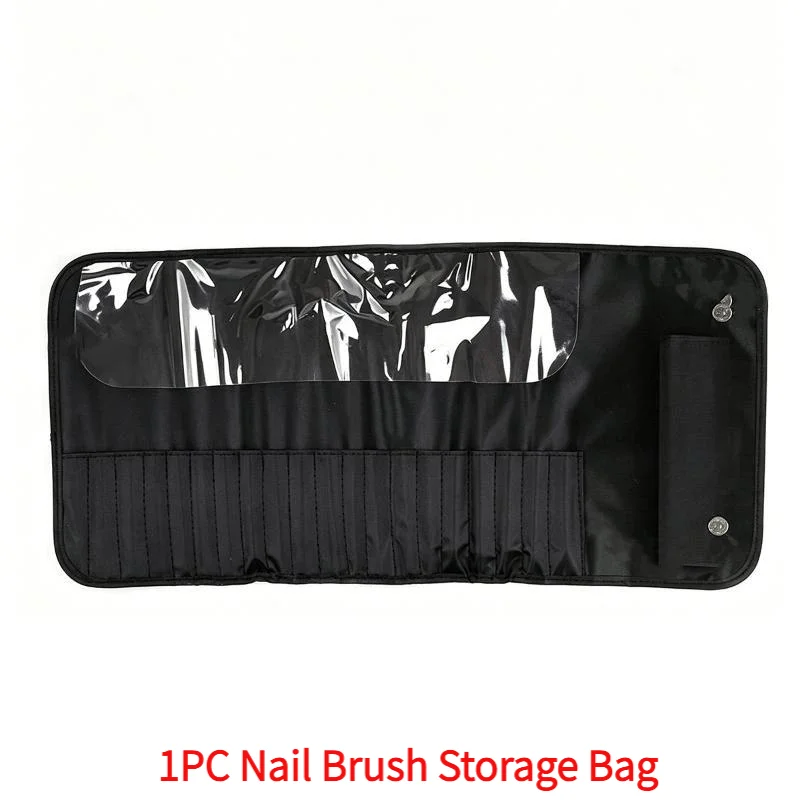*Roll-up Nail Art Pen Holder Pouch Foldable PU Scratch Resistant Easy Cleaning Lightweight Case for Home Salon Nail Tech Travel