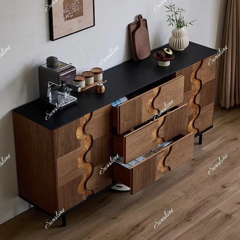 

Italian light luxury dining side cabinet, living room against the wall storage, modern simple retro style advanced