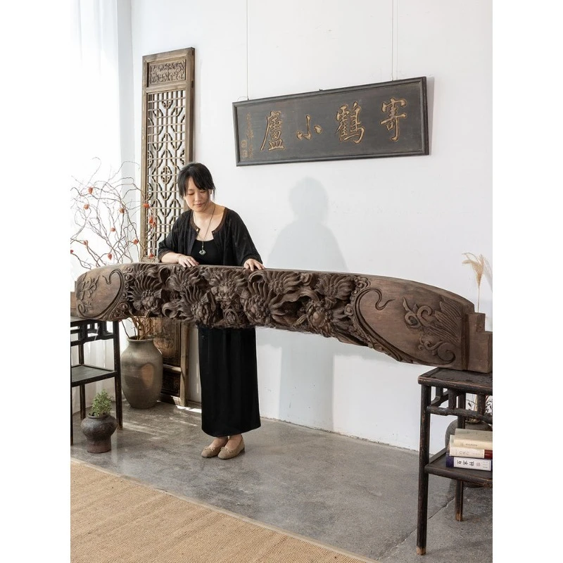 Whole wood hand-carved wood carving ancient tea space decoration