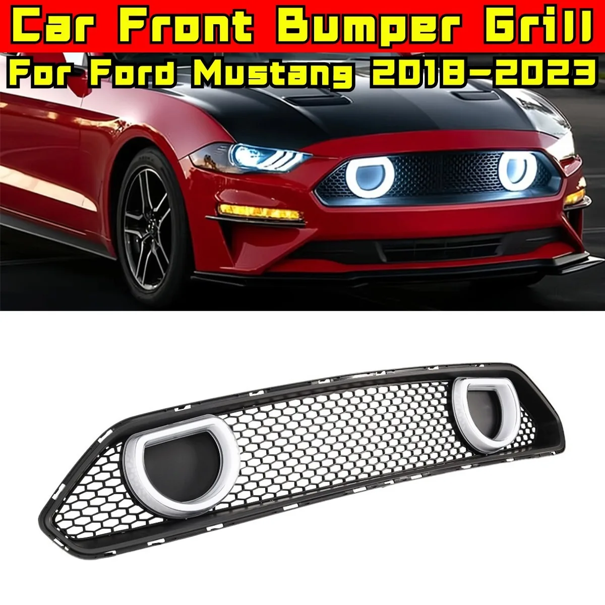 Car Bumper Grill Decorative Trim Racing Grille Body Kit Front Bumper Grill For Ford Mustang 2018-2023 MACH1 Style Exterior Part