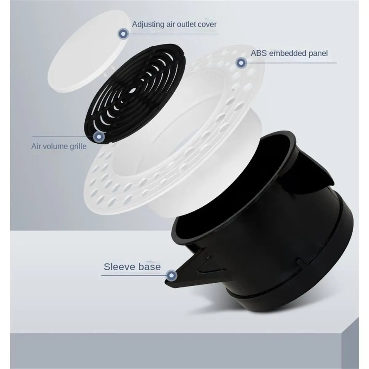 Adjustable Round Air Conditioning Outlet Vent Diffuser Ceiling Flush Mount Central Air Vent Cover for Home Hvac 100mm