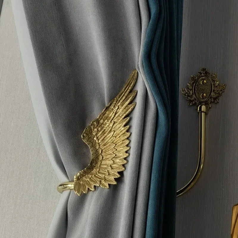 American creative angel wings brass pure copper curtain hook decorative hook retro wall Nordic European wall hook