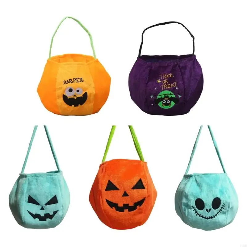 Halloween Candy Bag Storage Bucket with Portable Handle Portable Gift Basket JOMD