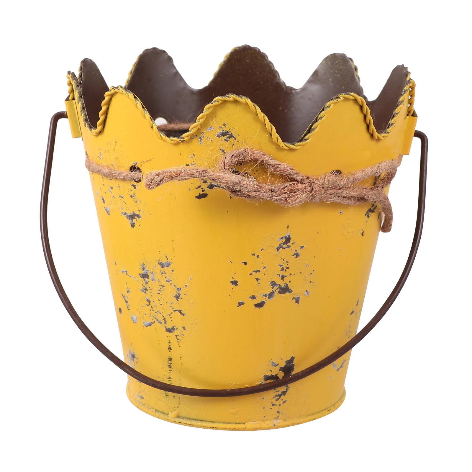 

1pc Iron Flower Handle Iron Planter Decorative Plant Bucket Retro Desk Railing Indoor Planter Succulent Storage Garden