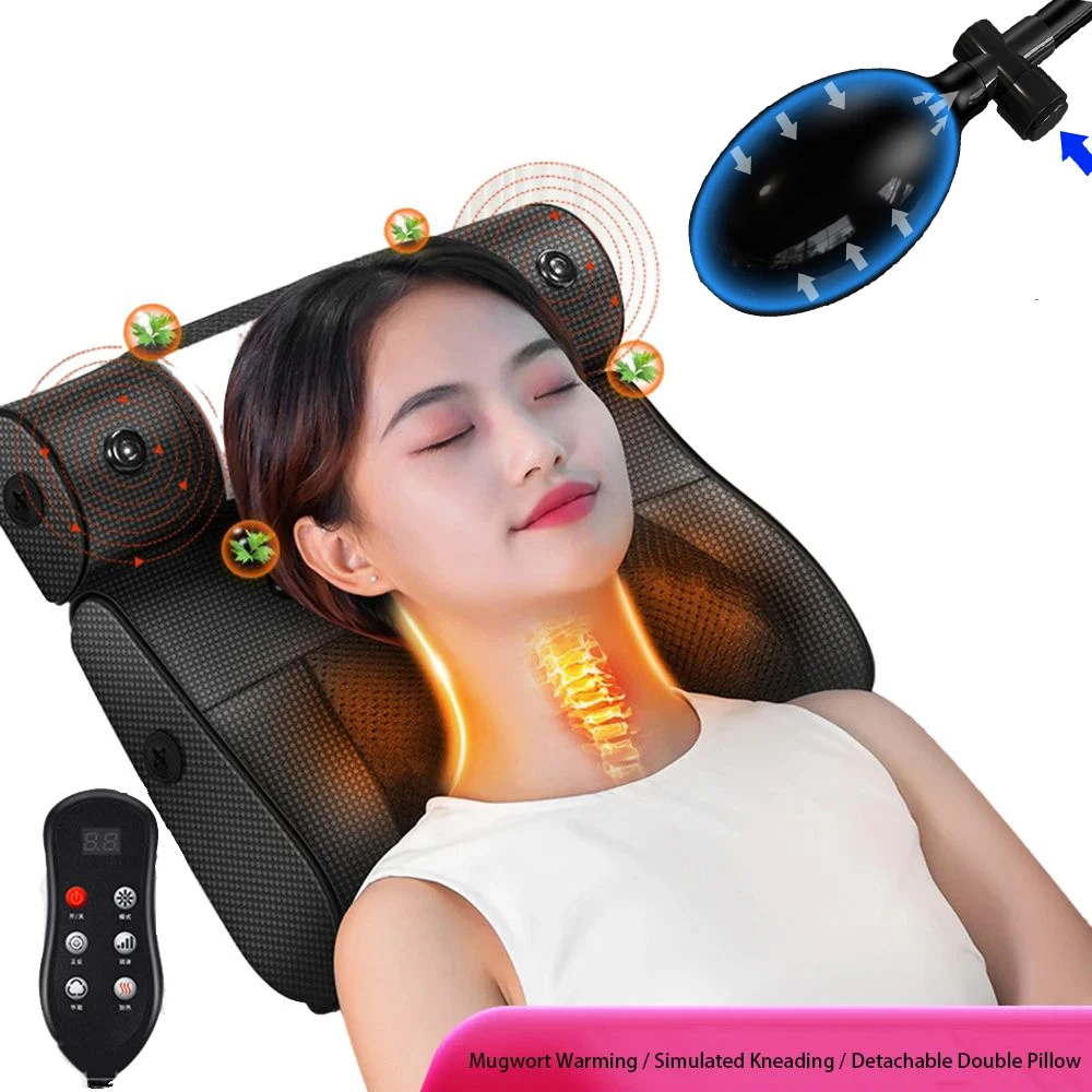 Electric Massage Pillow for Neck Relaxation, head Back Heating Kneading ,Infrared therapy shiatsu Massage