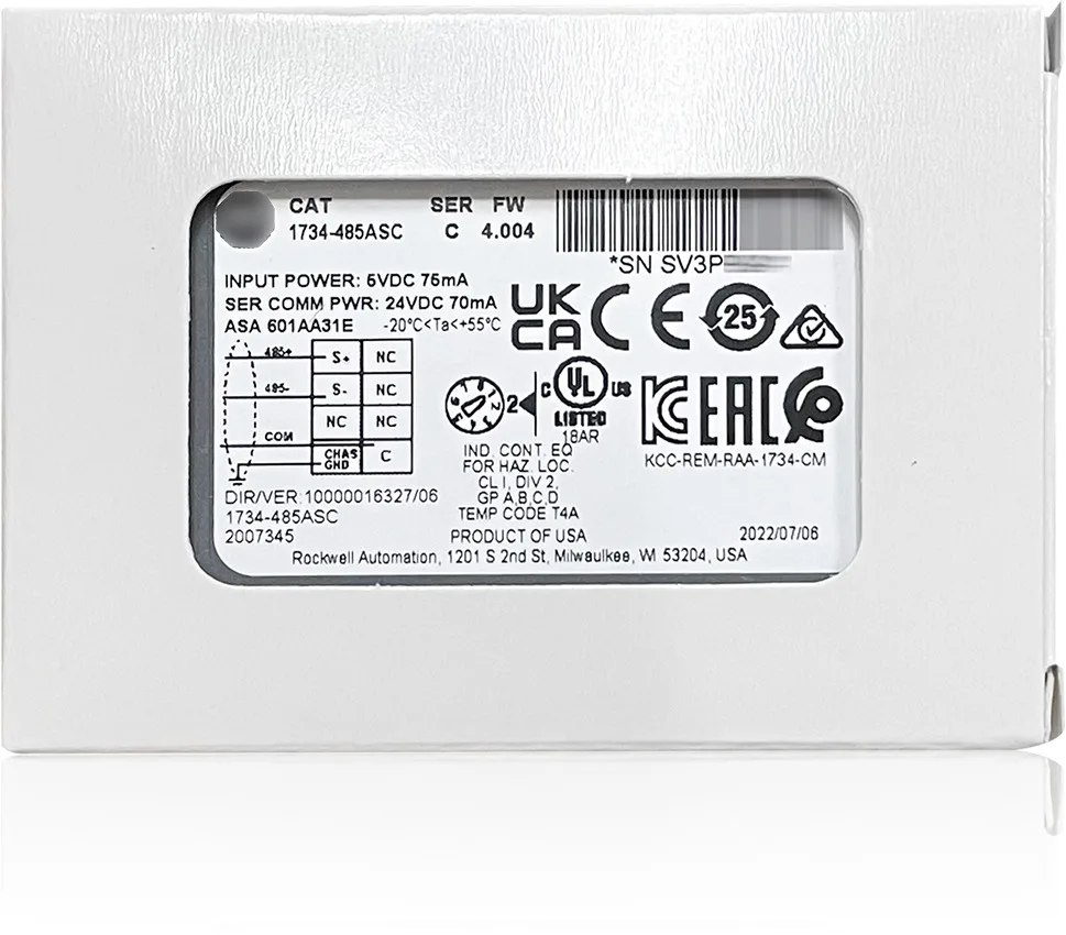 

New 1734-485ASC Interface Module,POINT I/O,ASCII Input,1 Channel,Full Duplex