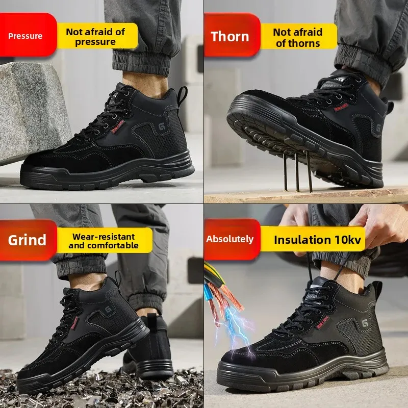 Men Steel Toe Safety Work Boots Indestructible Construction Safety Boots Puncture Proof Male Work Shoes Protective Footwear