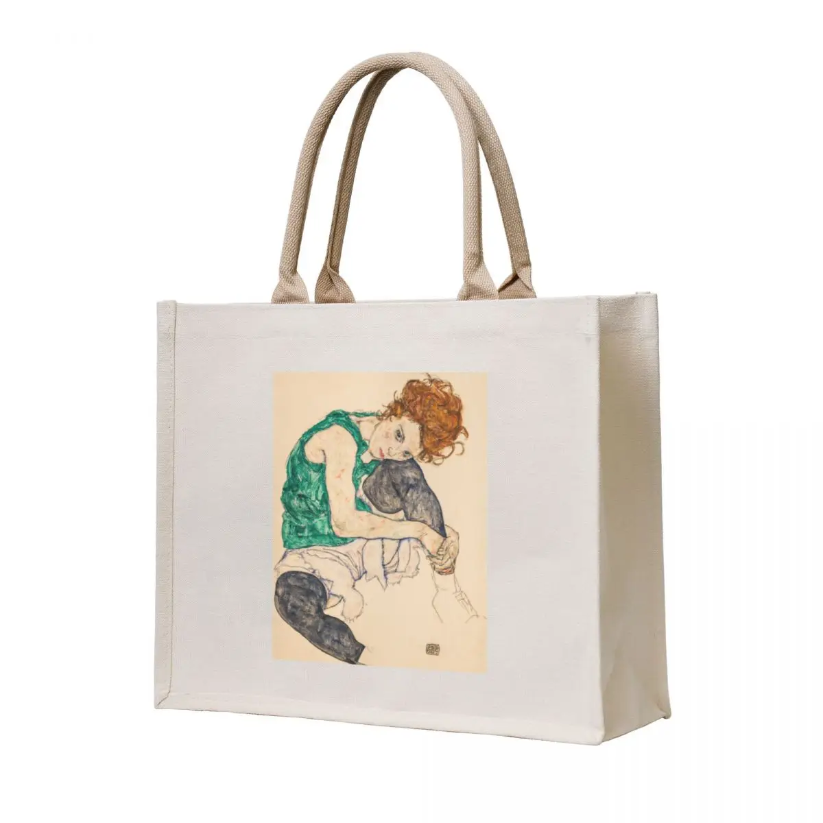 

Vintage Egon Schiele Seated Woman with Legs Drawn Up (Adele Herms) -1917 Tote Bag shopper bag women canvas Handbags