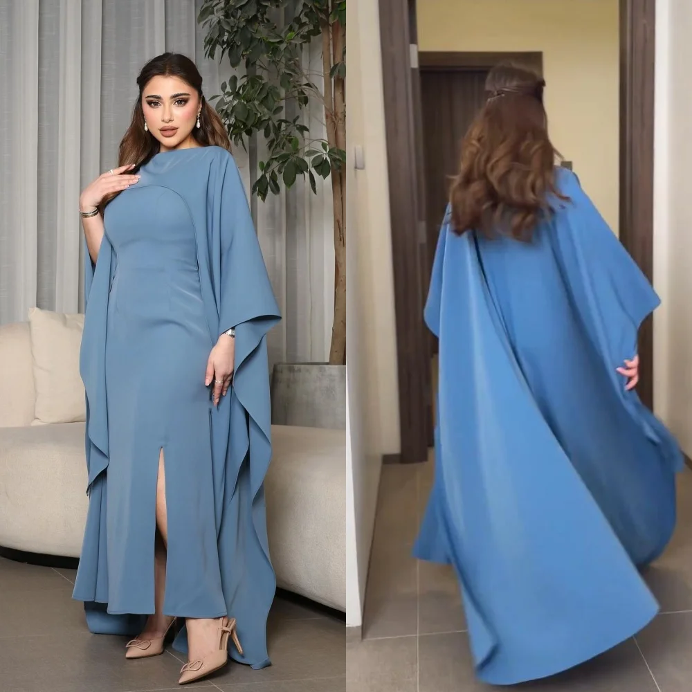 Customized Sparkle Exquisite Jersey Ruched Celebrity A-line High Collar Bespoke Occasion Gown Midi Dresses