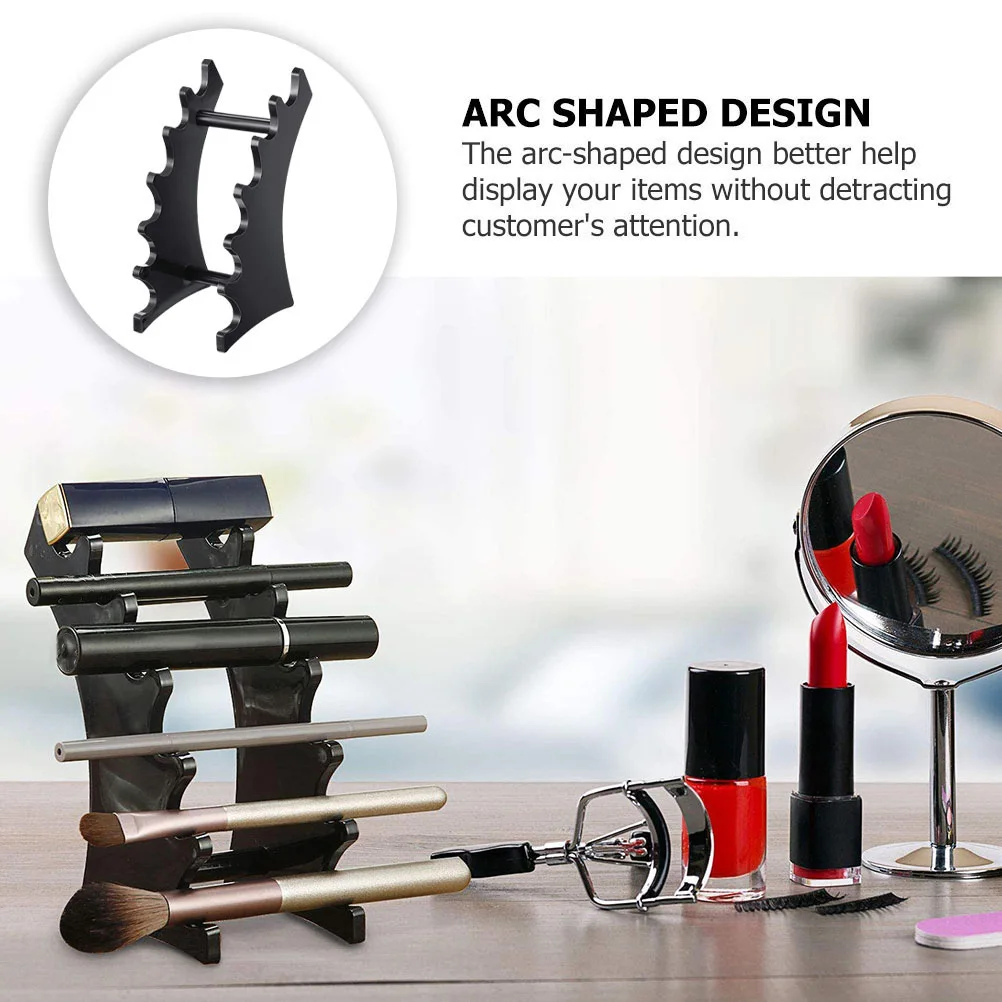 2Pcs Arc-Shaped Acrylic Display Rack for Eyeliner Pencil Lip Gloss Storage Pen Holder Makeup Brush Organizer Retail Shop